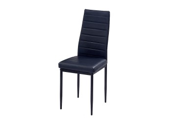 Conjunto de 6 cadeiras estofadas em pele sintética preta
