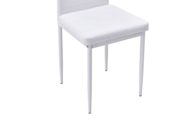 PACOTE de 1 mesa de centro de vidro branco + 6 cadeiras de cor branca