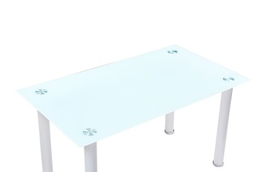PACOTE de 1 mesa de centro de vidro branco + 4 cadeiras de cor branca