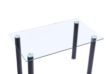PACOTE de 1 mesa de centro em vidro transparente + 4 cadeiras em cinzento