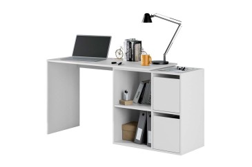 Mesa de escritório com 2 gavetas + 2 aberturas Branco Artik