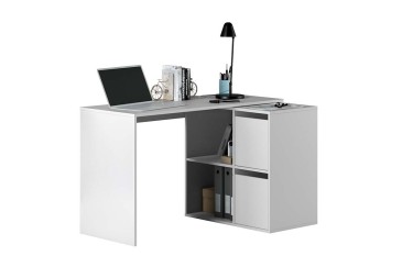 Mesa de escritório com 2 gavetas + 2 aberturas Branco Artik