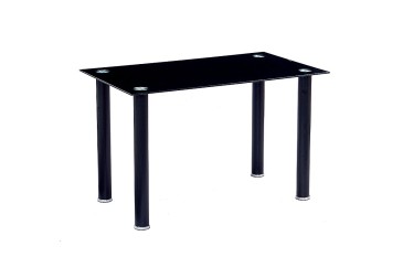PACOTE de 1 mesa de centro de vidro branco + 6 cadeiras pretas