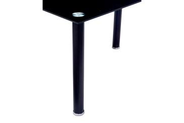 PACOTE de 1 mesa de centro de vidro branco + 6 cadeiras pretas