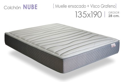 Colchón NUBE de 135x190 (Muelles ensacados + ViscoGrafeno) al mejor precio de Internet