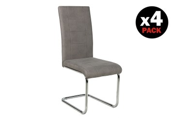 Conjunto de 4 cadeiras estofadas num elegante tecido cinzento