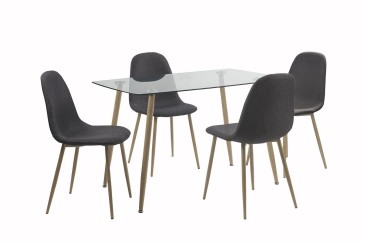 PACK Moderno Mesa de centro fixa 140x80 + 4 cadeiras em cinzento natural ao MELHOR PREÇO