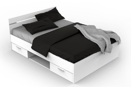 Cama de 2 gavetas MICHIGAN Branco pérola 140x190