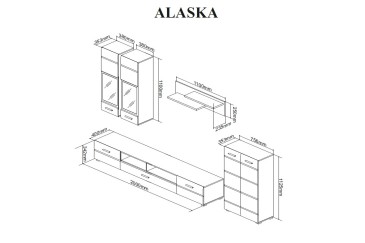 Mobiliário moderno para sala de estar - sala de jantar ALASKA ao MELHOR PREÇO